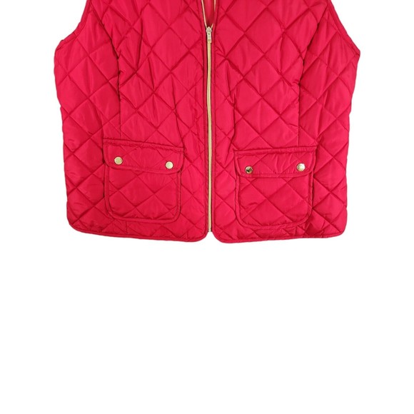 ST JOHNS BAY Women's Puffer Vest size OX Quilted Full Zip Red - Picture 3 of 9